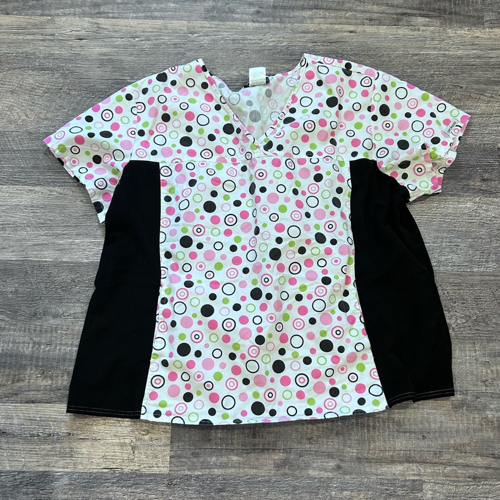 Cherokee Women's Blouse - Pink, Black, White Circles